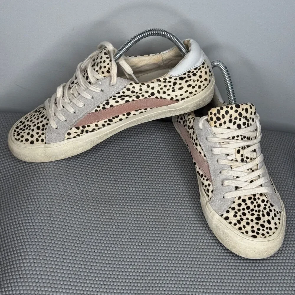 Madewell Sidewalk Calf‎ Hair Sneakers Womens US 9.5 Low Top Shoes Spotted White